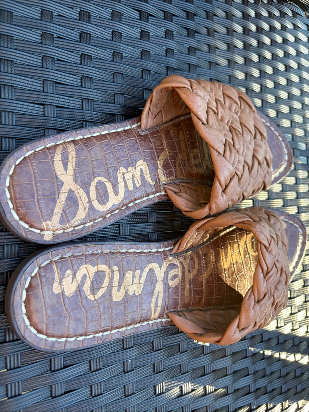 Sam Edelman Griffin Woven Leather Flat Slide Sandals Brown – Size 8.5 - Picture 2 of 4